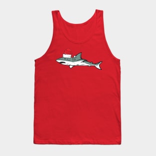 Santa Hat-Wearing Great White Shark Funny Christmas Holiday Tank Top